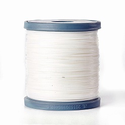 Blanc Cordon de polyester ciré, cordon micro macramé, fabrication de bracelets cordon, pour les projets en cuir, artisanat, reliure, plat, blanc, 0.8x0.2mm, environ 164.04 yards (150m)/rouleau