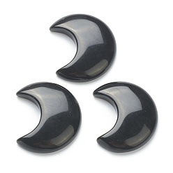 Obsidienne Cabochons d'obsidienne naturelle, pas de trous / non percés, pour création de fil enroulé pendentif , lune, 34~35x29~30x7.5~9mm