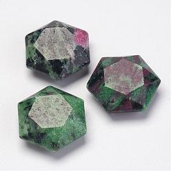 Rubis Zoïsite Rubis naturel en pendentifs zoisite, hexagone, 28~29x25x9~10mm, Trou: 1.5mm