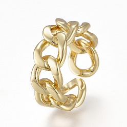 Настоящее золото 18K Латунь манжеты кольца, открытые кольца, долговечный, форма обочины, реальный 18 k позолоченный, Размер 6, внутренний диаметр: 17 мм