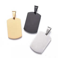 Mixed Color 201 Stainless Steel Stamping Blank Tag Pendants, Rectangle, Mixed Color, 28x18x1.5mm, Hole: 5.5x9.5mm
