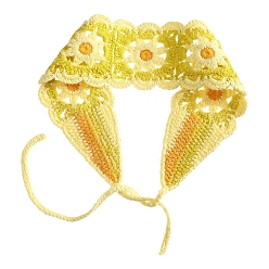 Champagne Yellow Sunflower Crochet Wool Elastic Headbands, Wide Hair Accessories for Women Girls, Champagne Yellow, 900x70mm