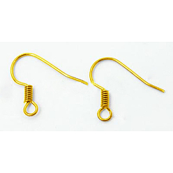Golden Brass Earring Hooks, with Horizontal Loop, Golden, 15~17.5mm, Hole: 1.5mm