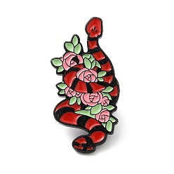Flower Snake Enamel Pins, Black Tone Alloy Brooches for Backpack Clothes, Flower, 30.5x15x2mm