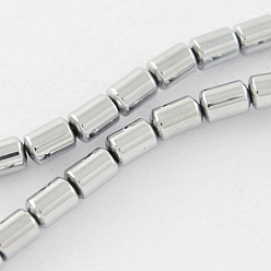 Platinum Plated Non-magnetic Synthetic Hematite Beads Strands, Grade A, Column, Platinum Plated, 5x4x4mm, Hole: 1mm