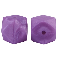 Темно-Фиолетовый Восьмиугольные бусины из пищевого силикона, жевательные бусины для чайников, DIY уход за ожерельем, темно-фиолетовый, 17 мм