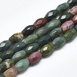 Indian Agate Natural Indian Agate Beads Strands, Faceted, Oval, 8.5~9x6mm, Hole: 1mm, about 22pcs/strand, 8.07 inch