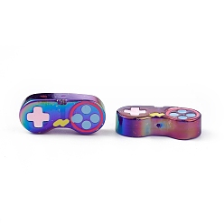 Colorful Opaque Resin Enamel Beads, Rainbow Color Game Controller Bead, Colorful, 16.5x37.5x9mm, Hole: 1.5mm