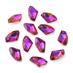 Purple Electroplated Glass Pendants, Back Plated, Faceted, Polygon, Purple, 19x11x5mm, Hole: 1.2mm