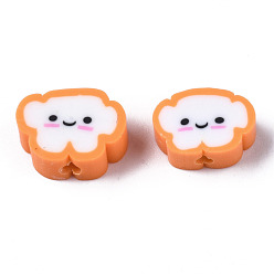 Sandy Brown Handmade Polymer Clay Beads, Cloud with Smiling Face, Sandy Brown, 6~8.5x10~11.5x4.5~5.5mm, Hole: 1.8mm