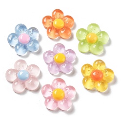 Mixed Color Translucent Resin Cabochons, Flower, Mixed Color, 20.5x21.5x6mm