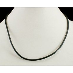 Noir Cordon en caoutchouc avec les accessoires en laiton, platine, noir, environ 3 mm de diamètre, 17 pouce de long