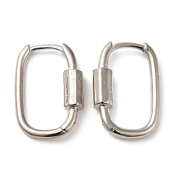Platinum Rack Plating Brass Oval Hoop Earrings for Women, Lead Free & Cadmium Free, Long-Lasting Plated, Platinum, 20.5x14x4mm