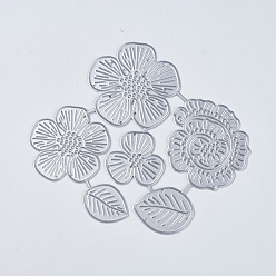 Matte Platinum Color Carbon Steel Cutting Dies Stencils, for DIY Scrapbooking/Photo Album, Decorative Embossing DIY Paper Card, Flower, Leaf with Flower, Matte Platinum, 98x114x1mm