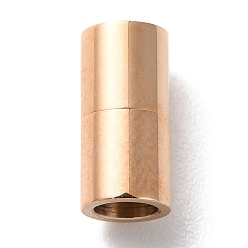 Rose Gold Ion Plating(IP)  303 Stainless Steel Magnetic Clasps with Glue-in Ends, Column, Rose Gold, 10x5x5mm, Hole: 3mm