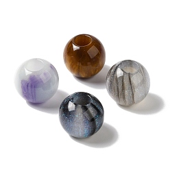 Couleur Mélangete Perles scintillantes en résine, Perles avec un grand trou   , ronde, couleur mixte, 15.5~16x14.5mm, Trou: 6mm