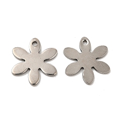 Stainless Steel Color 201 Stainless Steel Charms, Flower Charm, Stainless Steel Color, 13x11.5x0.5mm, Hole: 1.2mm