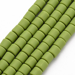 Vert Jaune Brins de perles en argile polymère, colonne, vert jaune, 5~7x6mm, Trou: 1.5~2mm, Environ 61~69 pcs/chapelet, 15.74 pouce