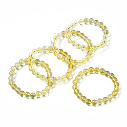 Citrine Synthetic Citrine Beaded Stretch Bracelets, Round, 2-1/8 inch(55mm), Bead: 8~9mm