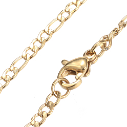 Oro Baño de iones (ip) 304 collares de cadena figaro de acero inoxidable, con el corchete de la langosta, dorado, 19.7 pulgada (50 cm), 2.5 mm