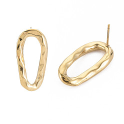 Golden 304 Stainless Steel Twist Oval Stud Earrings for Women, Golden, 25.5x13mm, Pin: 0.7mm