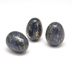 Bleu Pierre d'œuf de pyrite naturelle, Pierre de palmier de poche pour le soulagement de l'anxiété, la méditation, le décor de Pâques, bleu, 25x18mm