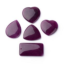 Фиолетовый Окрашенные природных драгоценных камней подвески, разнообразные, фиолетовые, 48~67x35~48x6.5~7.5 мм, отверстие : 1.5~2 мм
