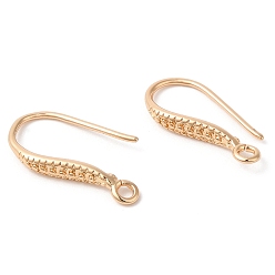 Light Gold Brass Earring Hooks, Ear Wire, with Loops, Light Gold, 18x1.5mm, Hole: 1.5mm, 22 Gauge, Pin: 0.6mm