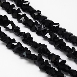 Black Crystal Glass Butterfly Beads Strands, Faceted, Black, 8x10x6mm, Hole: 1mm, about 49pcs/strand, 15.4 inch
