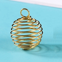 Золотой Подвески из железных бусин, для ожерелья, полый, круглый шарм, золотые, 30x25 мм