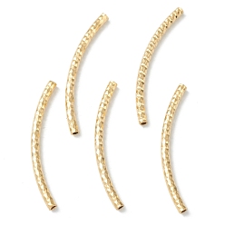 Real 24K Gold Plated Brass Tube Beads, Long-Lasting Plated, Curved Beads, Tube, Real 24K Gold Plated, 30x2mm, Hole: 1mm