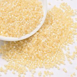 Pale Goldenrod Cylinder Seed Beads, Ceylon, Round Hole, Uniform Size, Pale Goldenrod, 2x1.5mm, Hole: 0.8mm, about 40000pcs/bag, about 450g/bag