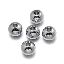Platinum Brass Beads, Lead Free & Nickel Free & Cadmium Free, Solid Round, Real Platinum Plated, 10mm, Hole: 2mm