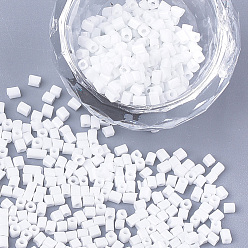 White Baking Paint Glass Beads, Cube, White, 2~6x2x2mm, Hole: 0.8mm, about 30000pcs/bag
