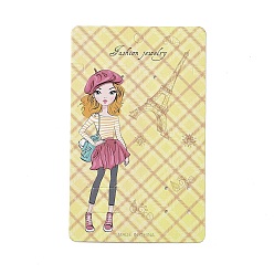 Human Rectangle Earring Display Cards, Champagne Yellow, Girl Pattern, 14.3x8.9x0.04cm, Hole: 2mm