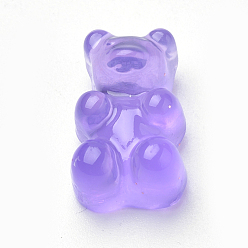 Pourpre Moyen Cabochons en résine translucide, ours, support violet, 18.5x11x7mm