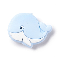 Светло-Голубой Силиконовые фокусные шарики, ребенок жует бусинки при прорезывании зубов, кит, Небесно-голубой, 21.5x30x9.5 мм, отверстие : 2 мм