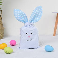 Светло-Синий Пластиковые пакеты для хранения пасхальной тематики, мешочки для кроликов на шнурке, для упаковки конфет, узор в горошек, голубой, 32x22 см