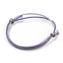 Gray Korean Waxed Polyester Cord Bracelets, Gray, 2-3/4 inch(6.9cm)~3-7/8 inch(9.8cm), 1.5mm