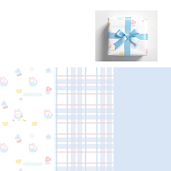 Lapin 6 feuille 3 papier d'emballage cadeau stylisé, rectangle, décoration de papier d'emballage de bouquet de fleurs pliées, Modèle de lapin, 700x500mm, 2 feuille/style