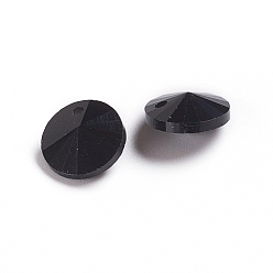 Noir Charmes de verre, facette, cône, noir, 8x4mm, Trou: 1~1.2mm