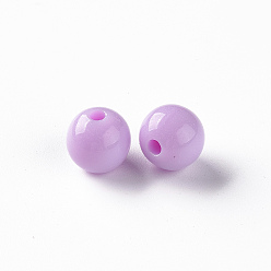 Violet Perles acryliques opaques, ronde, violette, 10x9mm, Trou: 2mm, environ940 pcs / 500 g