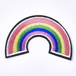 Colorido Computarizado bordado paño hierro en remiendos, accesorios de vestuario, apliques, arco iris, colorido, 37.5x65.5x1.5 mm