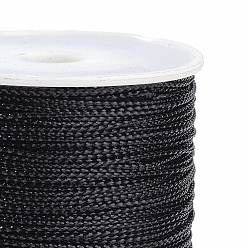 Черный 1мм ювелирная плетеная нить металлические нити, полиэфирные нити, чёрные, 1 мм, около 109.36 ярдов (100 м) / рулон