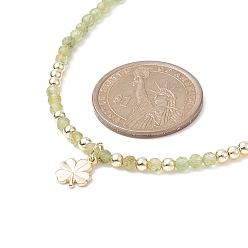 Doré  Collier pendentif trèfle en laiton, collier de perles de péridot naturel et d'hématite synthétique, or, 16.50 pouce (41.9 cm)
