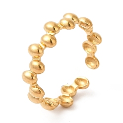 Chapado en Oro Real 18K Chapado en iones (ip) 304 anillo de puño abierto ovalado de acero inoxidable para mujer, real 18 k chapado en oro, tamaño de EE. UU. 6 3/4 (17.1 mm)