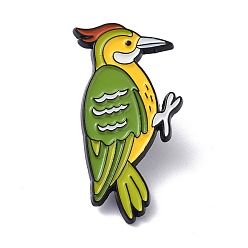 Lime Green Bird Enamel Pin, Cute Alloy Enamel Brooch for Backpacks Clothes, Electrophoresis Black, Lime Green, 35x17x10mm
