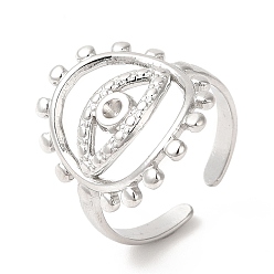 Color de Acero Inoxidable 201 engastes de diamantes de imitación de anillo de puño abierto de acero inoxidable, anillo de ojo para hombres mujeres, color acero inoxidable, tamaño de EE. UU. 7 1/2 (17.8 mm), aptos para 1.6 mm de diamante de imitación