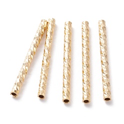 Настоящее золото 24K Бисера латунной трубки, долговечный, граненый трубки, реальный 24 k позолоченный, 25x2 мм, отверстие : 1.2 мм