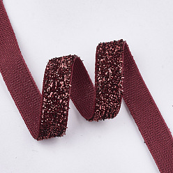Brique Rouge Ruban scintillant scintillant, ruban de polyester et nylon, firebrick, 3/8 pouce (9.5~10 mm), environ 200 yards / rouleau (182.88 m / rouleau).